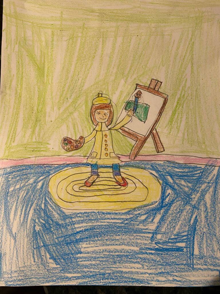 Drawing of Mimi the Artist done by Nirvigna in 1st grade