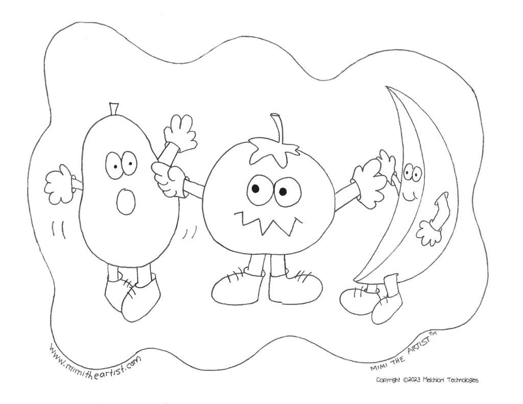 Free coloring page of Tomato Man and his buddies!